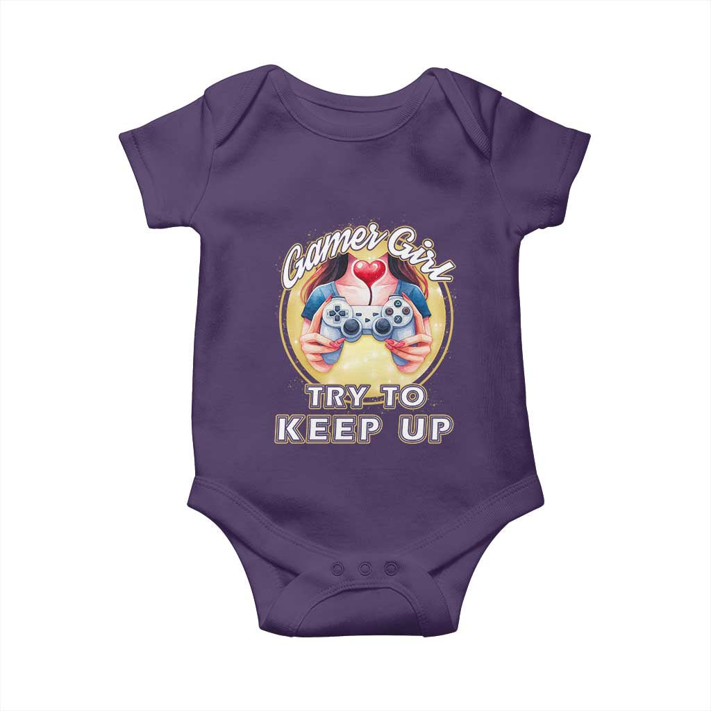 Im A Gamer Girl Try To Keep Up Baby Onesie Funny Gaming Gift TS12 Purple Print Your Wear