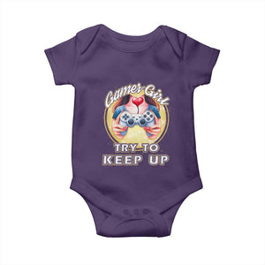 Im A Gamer Girl Try To Keep Up Baby Onesie Funny Gaming Gift TS12 Purple Print Your Wear