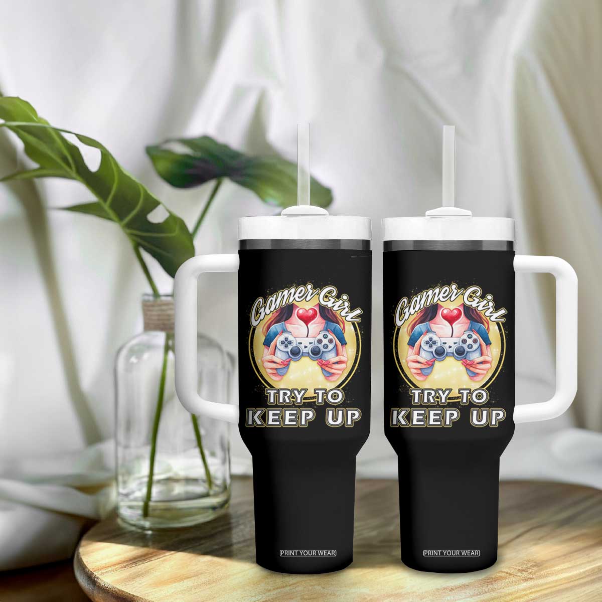 Im A Gamer Girl Try To Keep Up Tumbler With Handle Funny Gaming Gift TS12 Print Your Wear