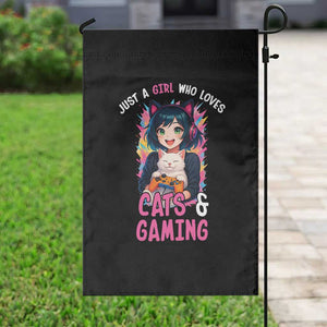 Just A Girl Who Loves Cats And Gaming Garden Flag Cute Gamer Gift TS12 Print Your Wear