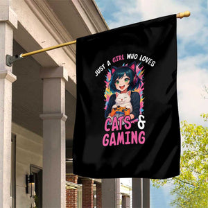 Just A Girl Who Loves Cats And Gaming Garden Flag Cute Gamer Gift TS12 Print Your Wear