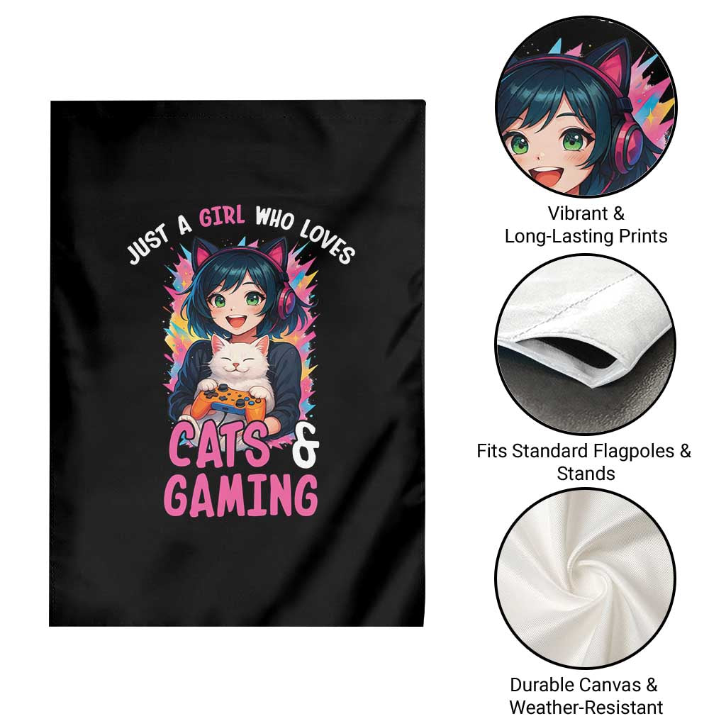 Just A Girl Who Loves Cats And Gaming Garden Flag Cute Gamer Gift TS12 Print Your Wear