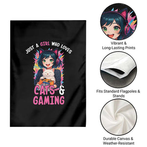 Just A Girl Who Loves Cats And Gaming Garden Flag Cute Gamer Gift TS12 Print Your Wear