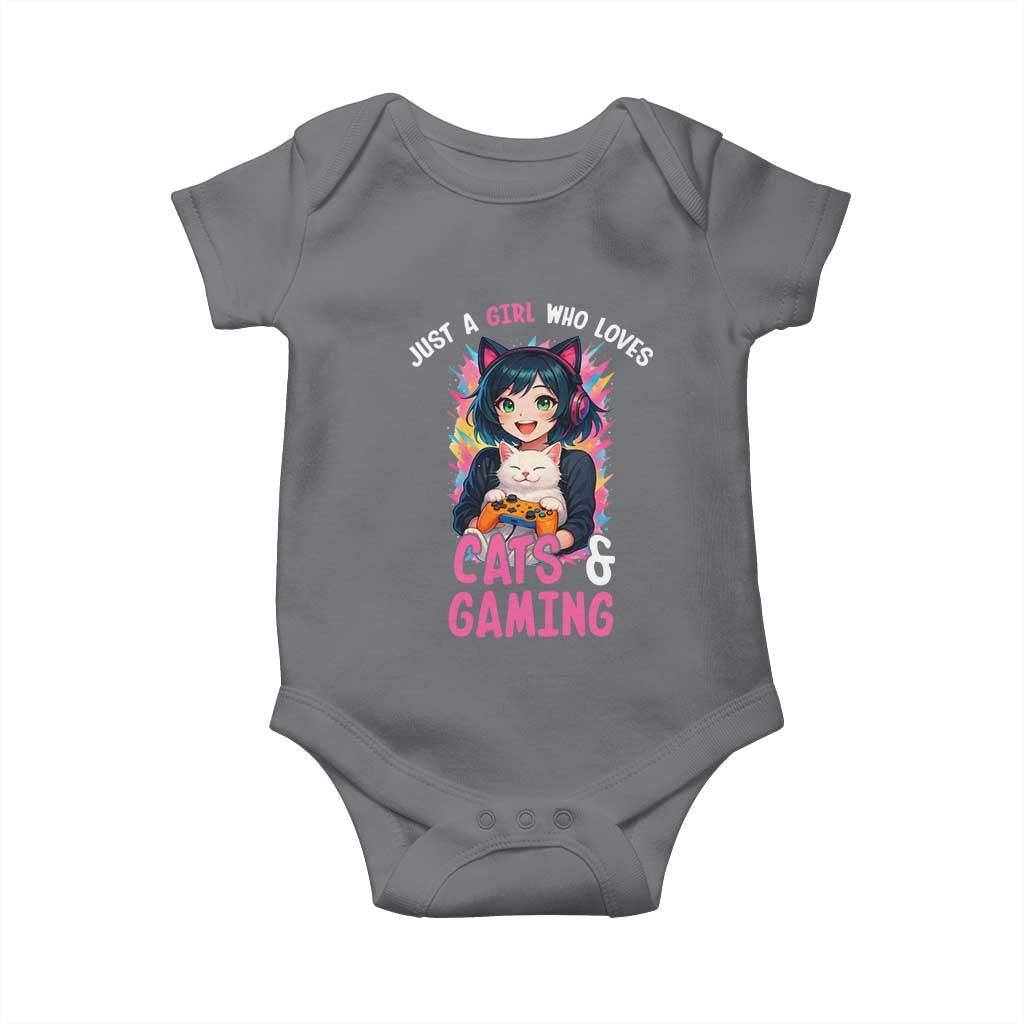 Just A Girl Who Loves Cats And Gaming Baby Onesie Cute Gamer Gift TS12 Charcoal Print Your Wear