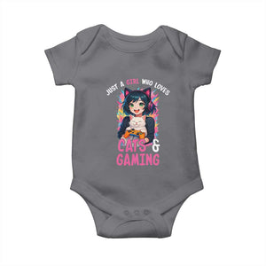 Just A Girl Who Loves Cats And Gaming Baby Onesie Cute Gamer Gift TS12 Charcoal Print Your Wear