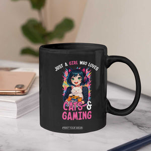 Just A Girl Who Loves Cats And Gaming Coffee Mug Cute Gamer Gift TS12 Print Your Wear