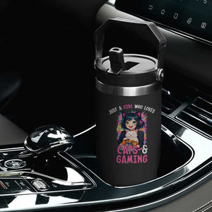 Just A Girl Who Loves Cats And Gaming Flip Straw Tumbler Cute Gamer Gift TS12 Print Your Wear
