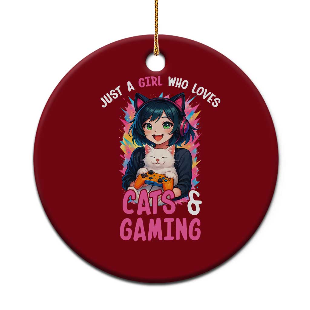 Just A Girl Who Loves Cats And Gaming Ceramic Ornament Cute Gamer Gift TS12 1pc Red Print Your Wear