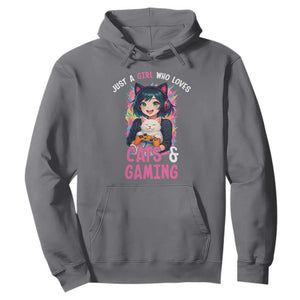 Just A Girl Who Loves Cats And Gaming Hoodie Cute Gamer Gift TS12 Charcoal Print Your Wear