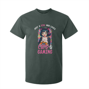 Just A Girl Who Loves Cats And Gaming T Shirt For Kid Cute Gamer Gift TS12 Dark Forest Green Print Your Wear