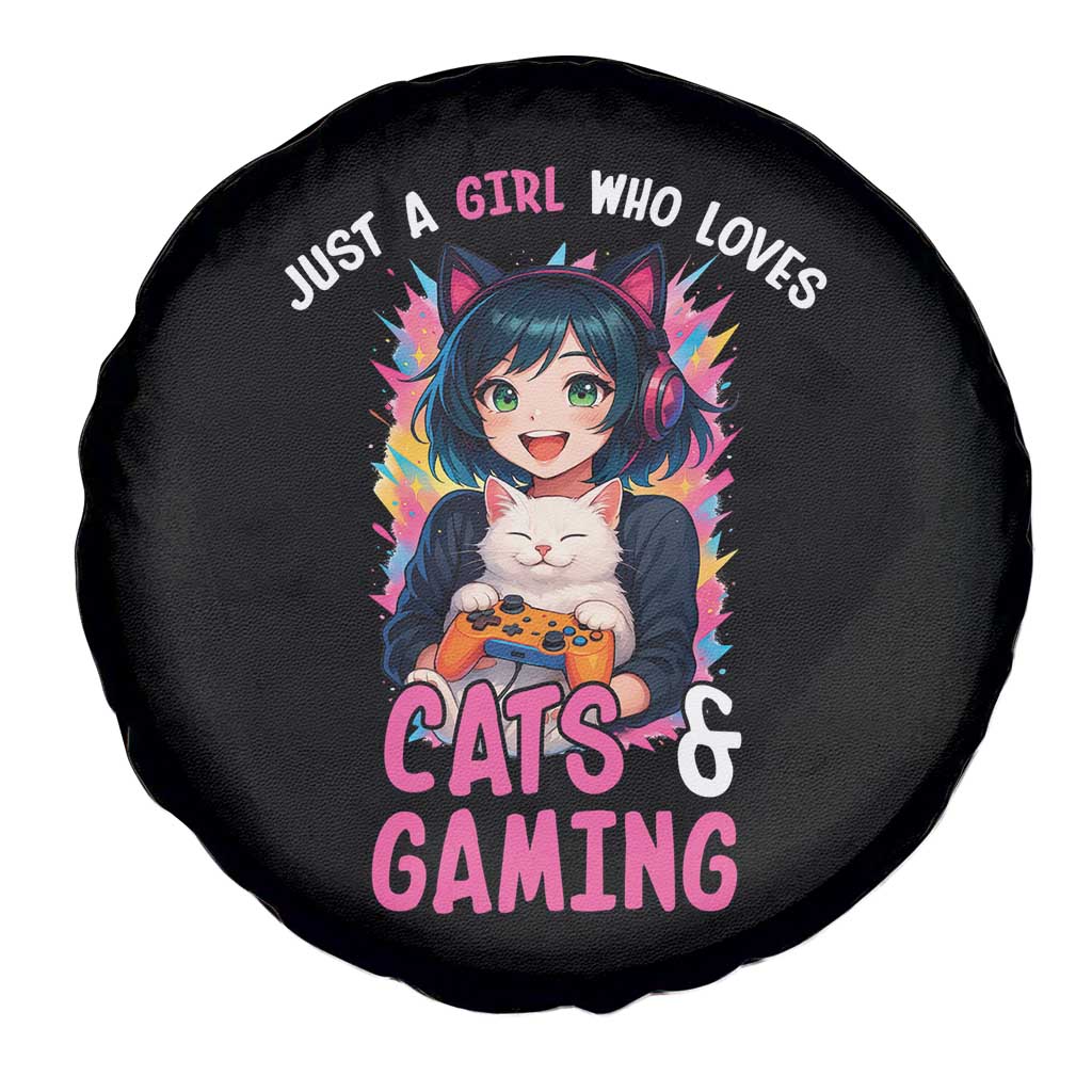 Just A Girl Who Loves Cats And Gaming Spare Tire Cover Cute Gamer Gift TS12 Print Your Wear