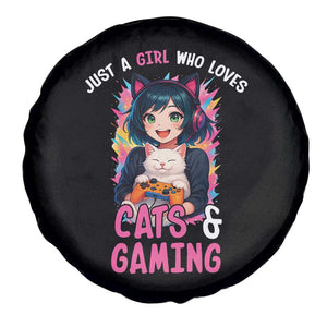 Just A Girl Who Loves Cats And Gaming Spare Tire Cover Cute Gamer Gift TS12 Print Your Wear