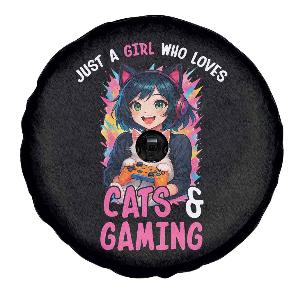 Just A Girl Who Loves Cats And Gaming Spare Tire Cover Cute Gamer Gift TS12 Print Your Wear