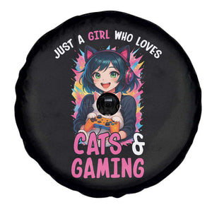 Just A Girl Who Loves Cats And Gaming Spare Tire Cover Cute Gamer Gift TS12 Print Your Wear