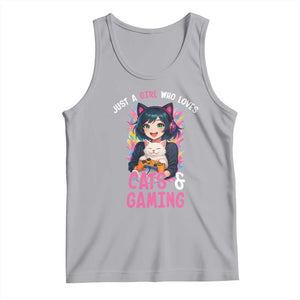Just A Girl Who Loves Cats And Gaming Tank Top Cute Gamer Gift TS12 Athletic Heather Print Your Wear