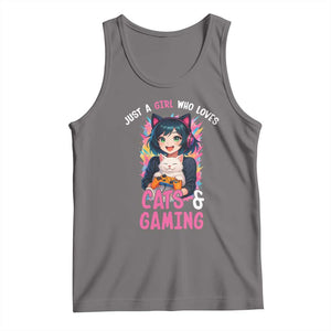 Just A Girl Who Loves Cats And Gaming Tank Top Cute Gamer Gift TS12 Deep Heather Print Your Wear