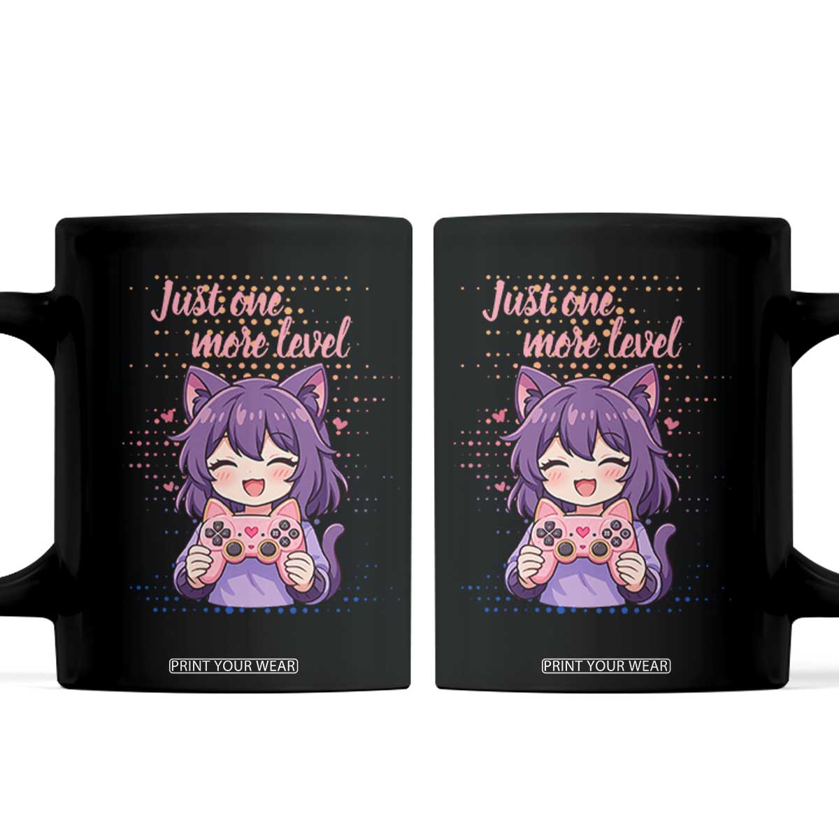 Just One More Game Coffee Mug Cute Girl Playing Game Humor Gift TS12 Black Print Your Wear