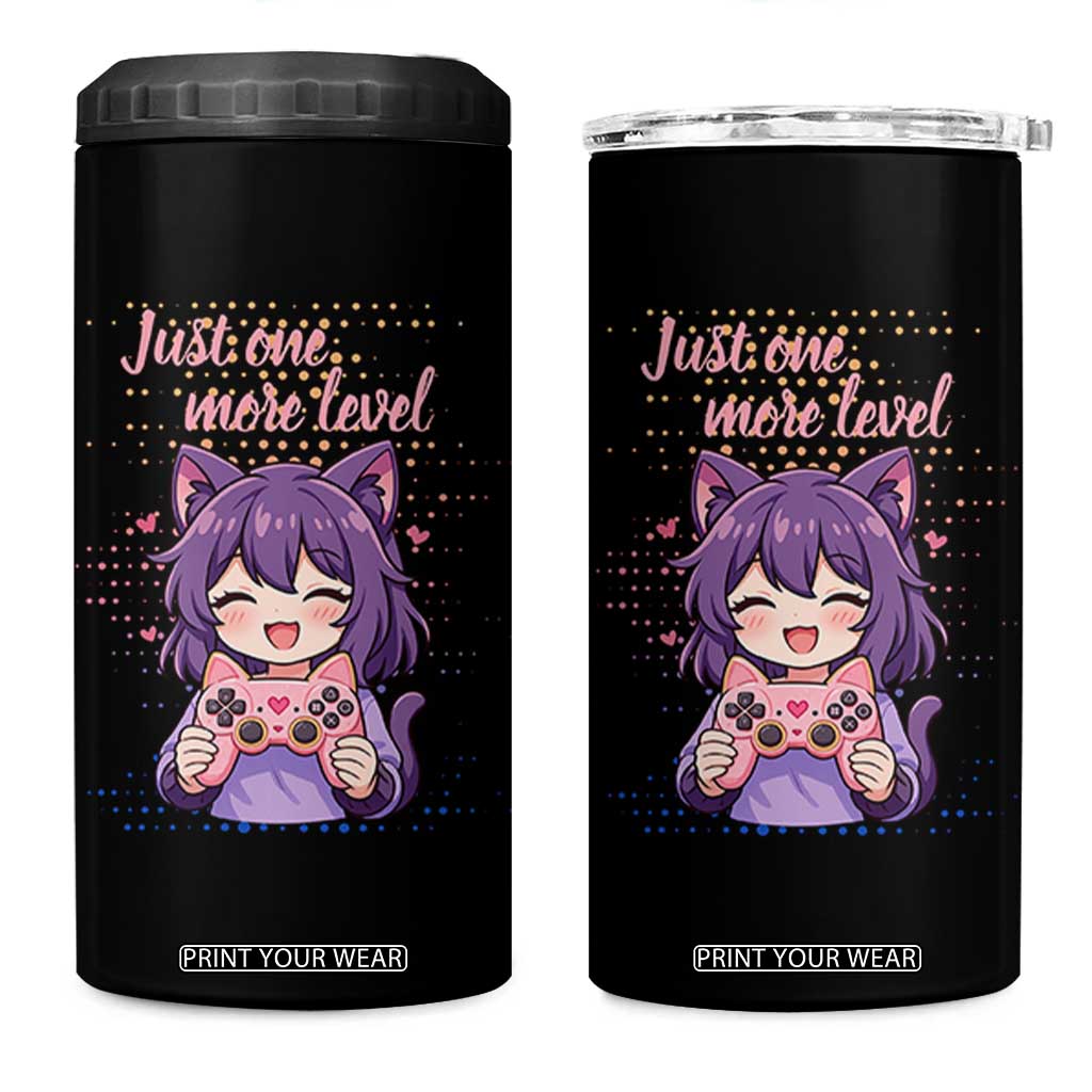 Just One More Game 4 in 1 Can Cooler Tumbler Cute Girl Playing Game Humor Gift TS12 One Size: 16 oz Black Print Your Wear