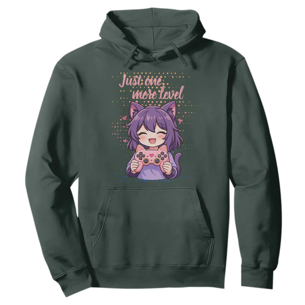 Just One More Game Hoodie Cute Girl Playing Game Humor Gift TS12 Dark Forest Green Print Your Wear
