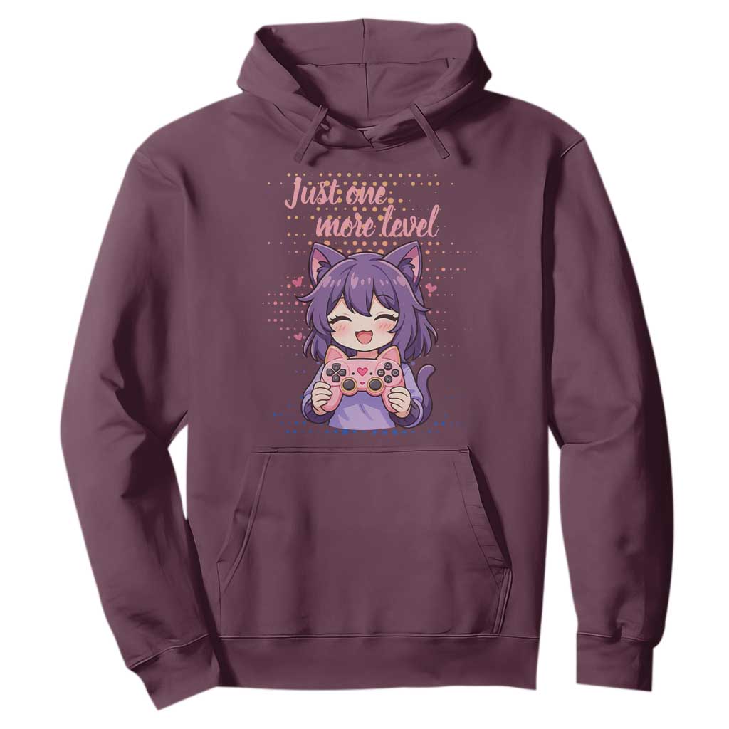 Just One More Game Hoodie Cute Girl Playing Game Humor Gift TS12 Maroon Print Your Wear