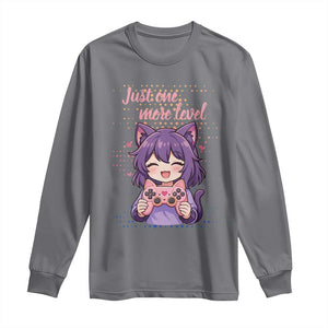 Just One More Game Long Sleeve Shirt Cute Girl Playing Game Humor Gift TS12 Charcoal Print Your Wear