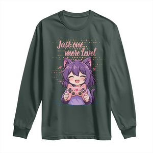 Just One More Game Long Sleeve Shirt Cute Girl Playing Game Humor Gift TS12 Dark Forest Green Print Your Wear