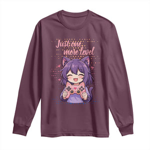 Just One More Game Long Sleeve Shirt Cute Girl Playing Game Humor Gift TS12 Maroon Print Your Wear