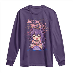 Just One More Game Long Sleeve Shirt Cute Girl Playing Game Humor Gift TS12 Purple Print Your Wear