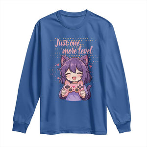 Just One More Game Long Sleeve Shirt Cute Girl Playing Game Humor Gift TS12 Royal Blue Print Your Wear
