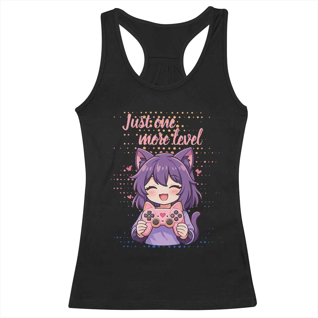Just One More Game Racerback Tank Top Cute Girl Playing Game Humor Gift TS12 Black Print Your Wear