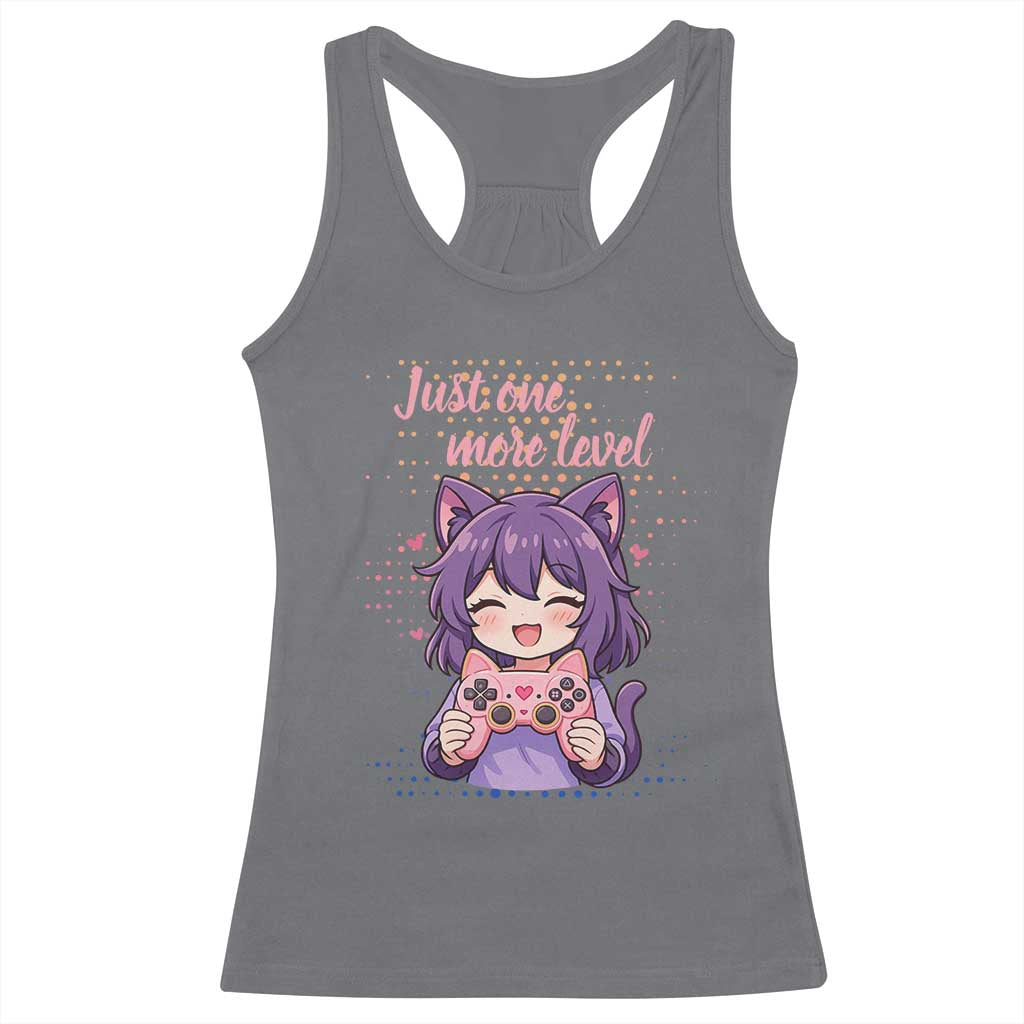 Just One More Game Racerback Tank Top Cute Girl Playing Game Humor Gift TS12 Charcoal Print Your Wear