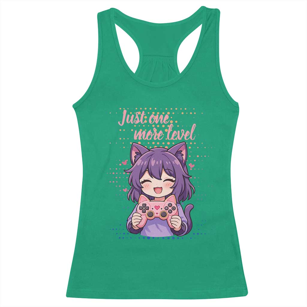 Just One More Game Racerback Tank Top Cute Girl Playing Game Humor Gift TS12 Irish Green Print Your Wear