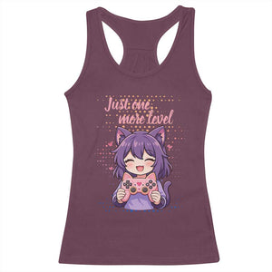 Just One More Game Racerback Tank Top Cute Girl Playing Game Humor Gift TS12 Maroon Print Your Wear