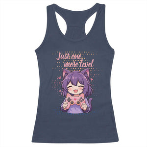 Just One More Game Racerback Tank Top Cute Girl Playing Game Humor Gift TS12 Navy Print Your Wear