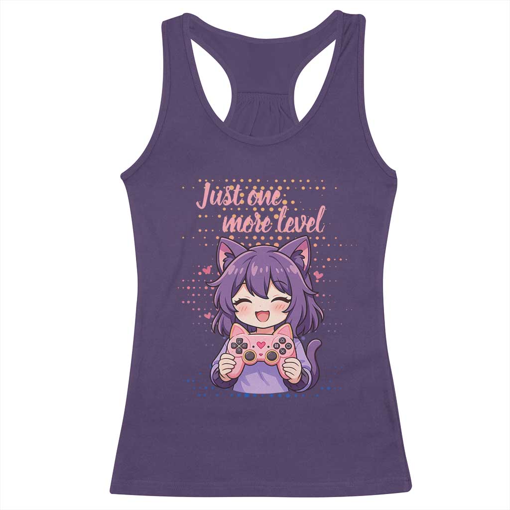 Just One More Game Racerback Tank Top Cute Girl Playing Game Humor Gift TS12 Purple Print Your Wear