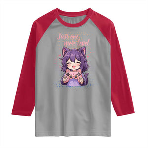 Just One More Game Raglan Shirt Cute Girl Playing Game Humor Gift TS12 Sport Gray Red Print Your Wear