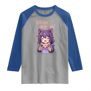 Just One More Game Raglan Shirt Cute Girl Playing Game Humor Gift TS12 Sport Gray Royal Print Your Wear