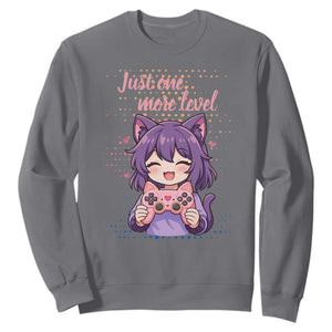 Just One More Game Sweatshirt Cute Girl Playing Game Humor Gift TS12 Charcoal Print Your Wear