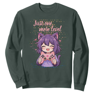 Just One More Game Sweatshirt Cute Girl Playing Game Humor Gift TS12 Dark Forest Green Print Your Wear