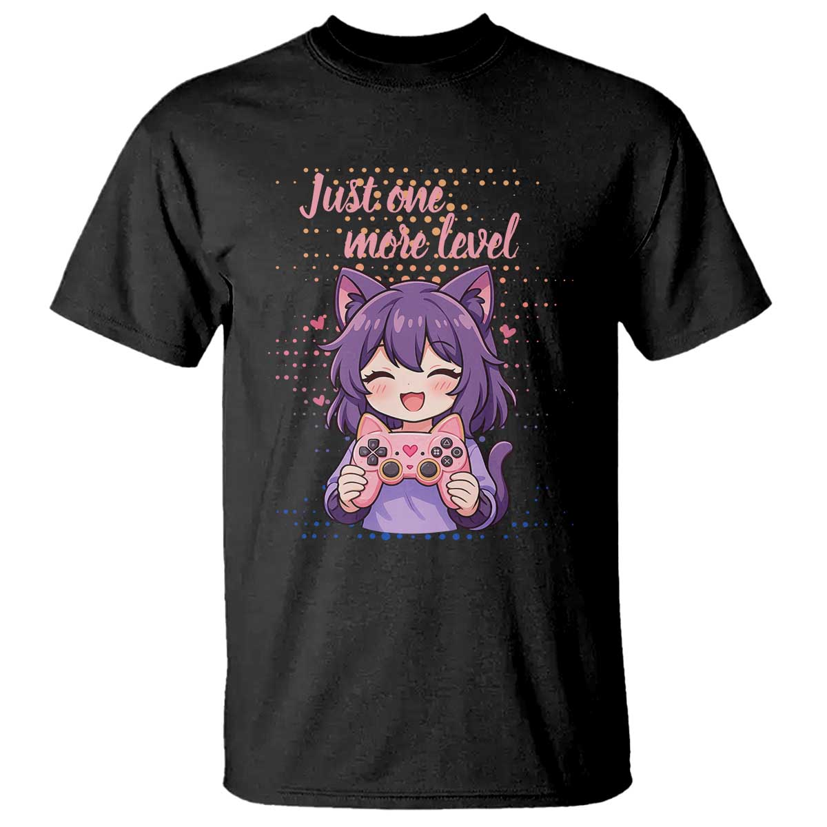 Just One More Game T Shirt Cute Girl Playing Game Humor Gift TS12 Black Print Your Wear