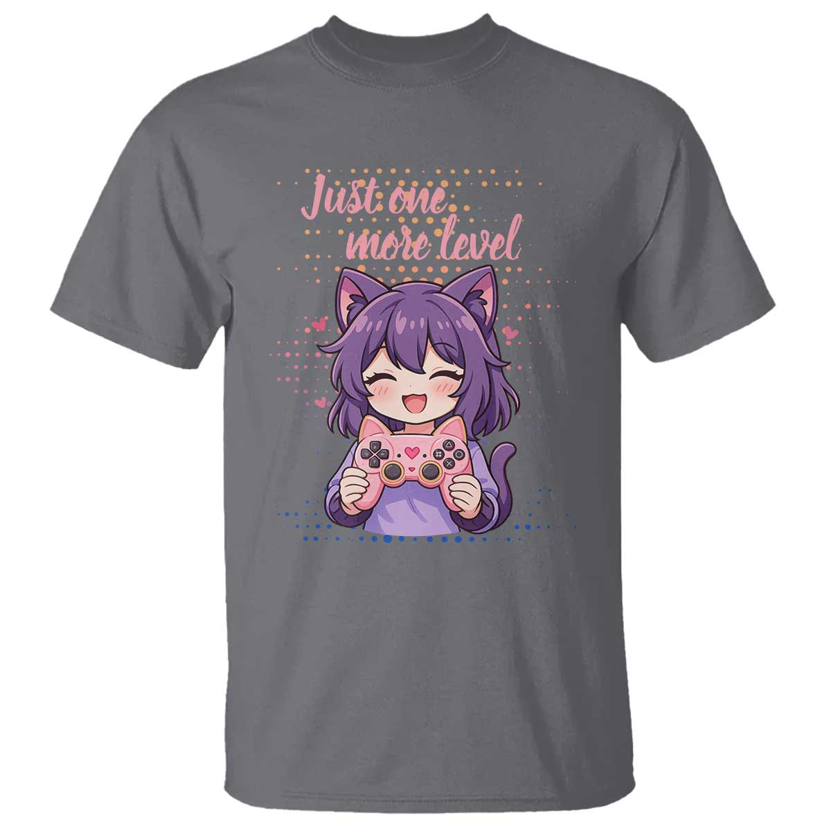 Just One More Game T Shirt Cute Girl Playing Game Humor Gift TS12 Charcoal Print Your Wear