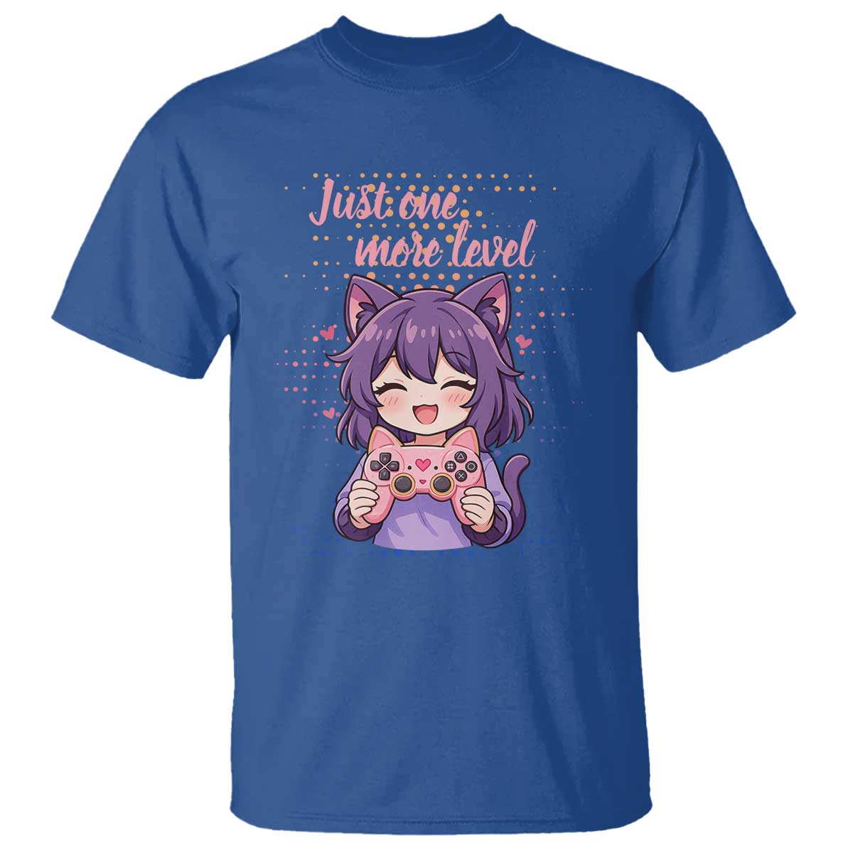 Just One More Game T Shirt Cute Girl Playing Game Humor Gift TS12 Royal Blue Print Your Wear