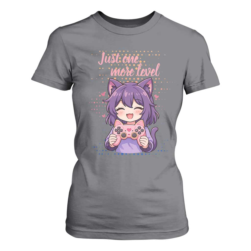 Just One More Game T Shirt For Women Cute Girl Playing Game Humor Gift TS12 Charcoal Print Your Wear