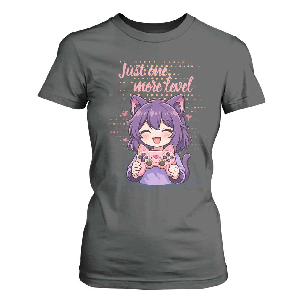 Just One More Game T Shirt For Women Cute Girl Playing Game Humor Gift TS12 Dark Heather Print Your Wear