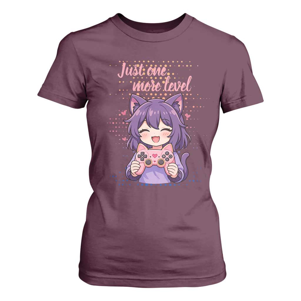 Just One More Game T Shirt For Women Cute Girl Playing Game Humor Gift TS12 Maroon Print Your Wear