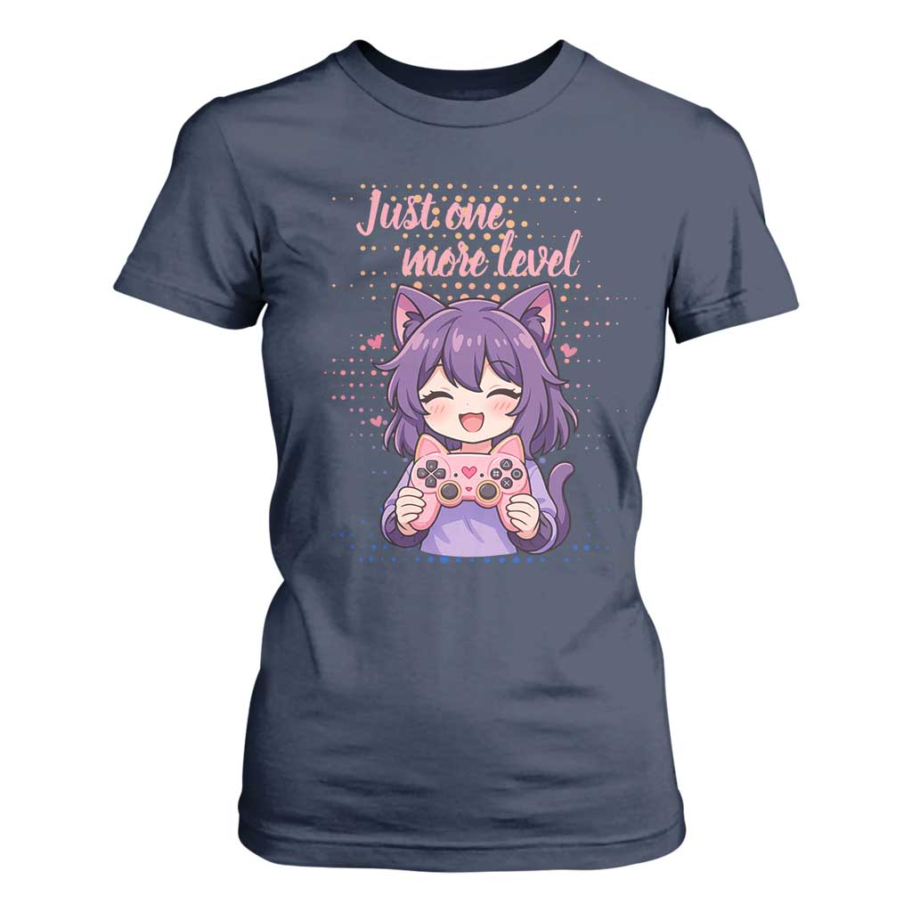 Just One More Game T Shirt For Women Cute Girl Playing Game Humor Gift TS12 Navy Print Your Wear
