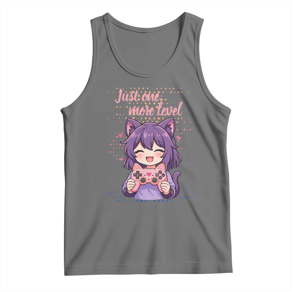 Just One More Game Tank Top Cute Girl Playing Game Humor Gift TS12 Black Heather Print Your Wear