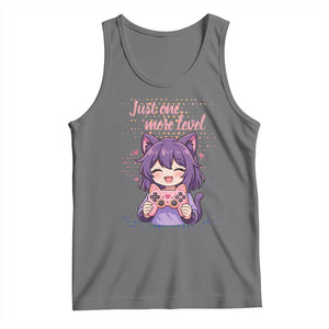 Just One More Game Tank Top Cute Girl Playing Game Humor Gift TS12 Black Heather Print Your Wear