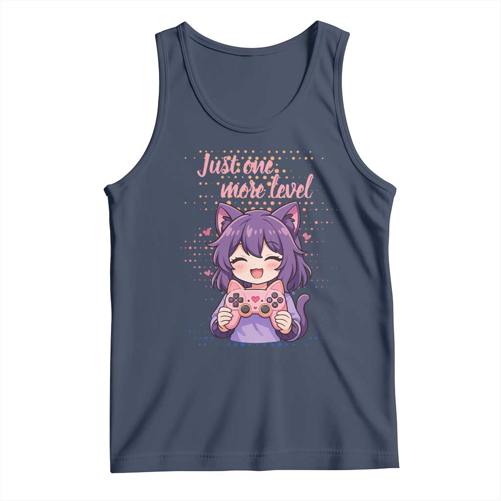 Just One More Game Tank Top Cute Girl Playing Game Humor Gift TS12 Navy Print Your Wear