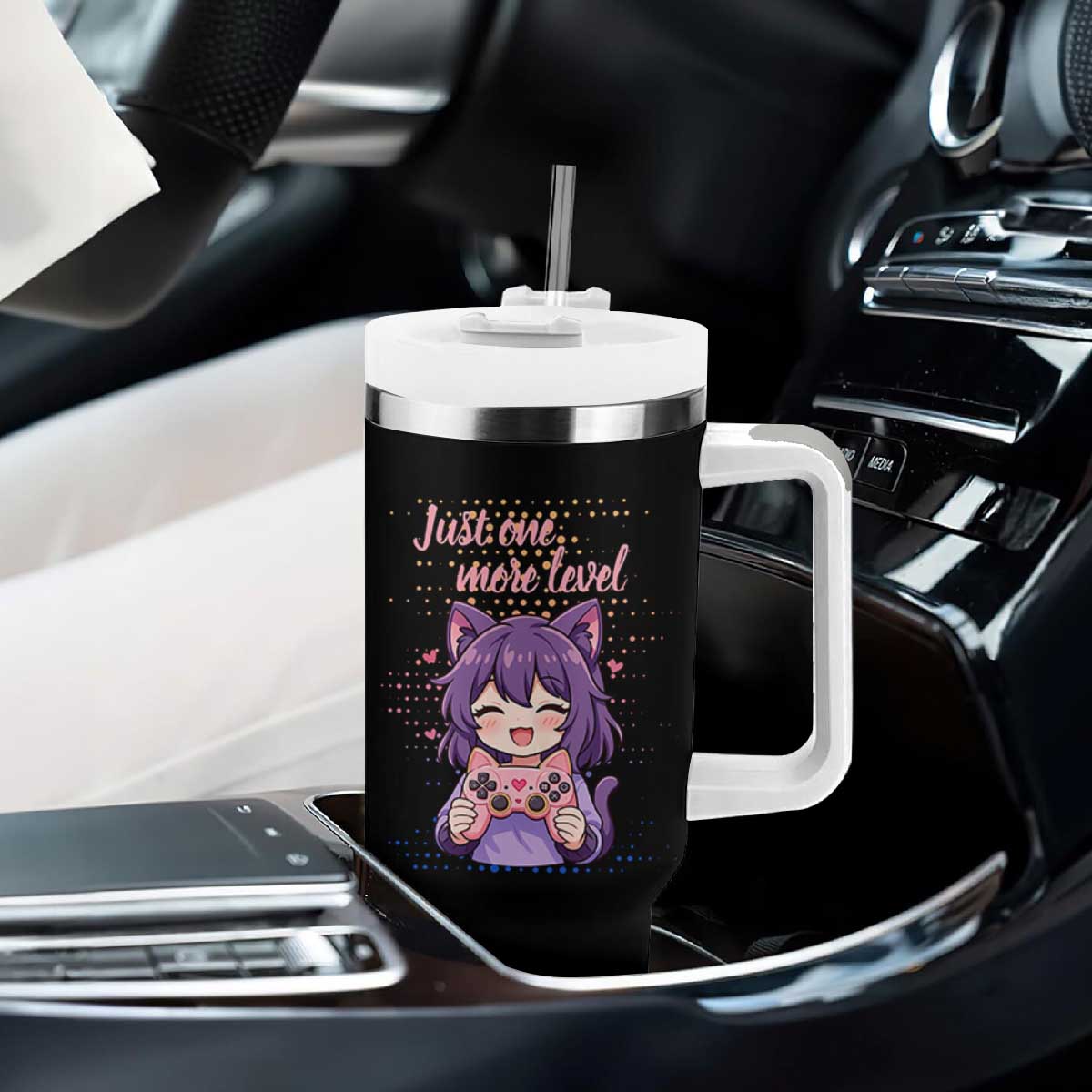 Just One More Game Tumbler With Handle Cute Girl Playing Game Humor Gift TS12 Print Your Wear